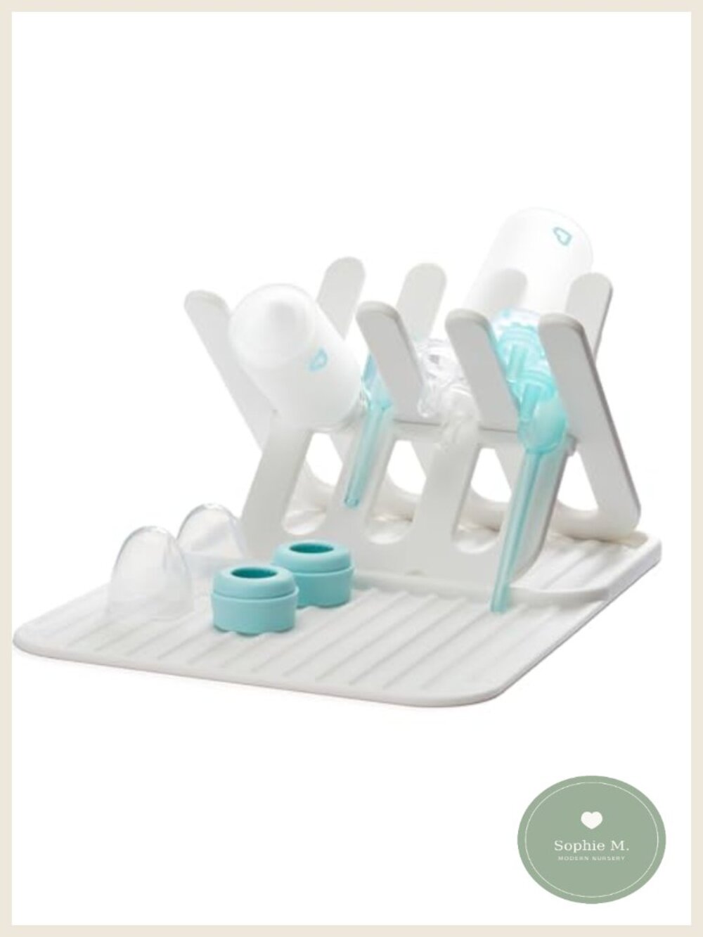 Silicone Bottle Drying Rack & Mat Holds 8 Bottles Pump Parts Folds Flat